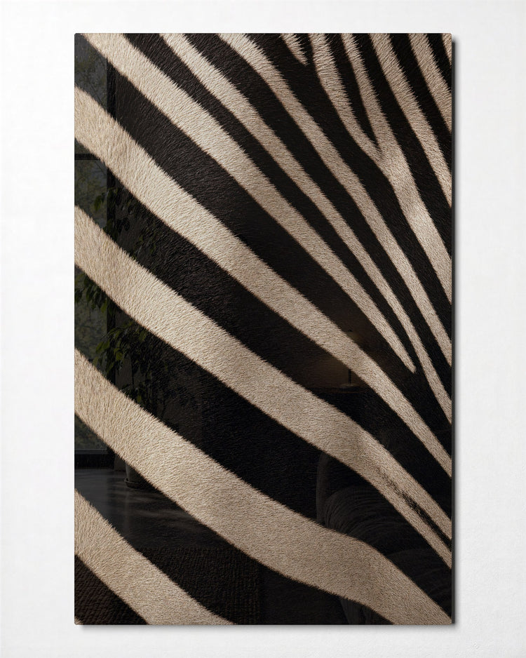 Black and White, Sideways glass wall art, front view