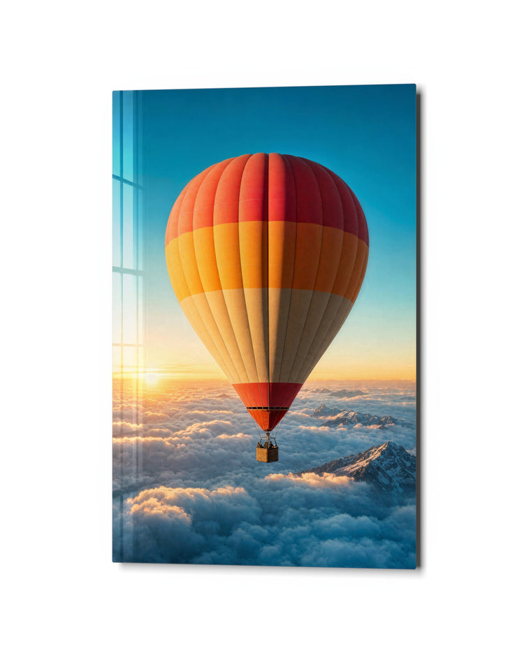 Basket Ride at Sunrise glass wall art, studio view