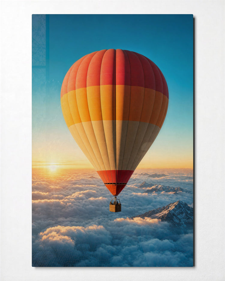 Basket Ride at Sunrise glass wall art, front view