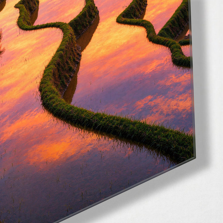 Lone Palm Terrace glass wall art, corner view