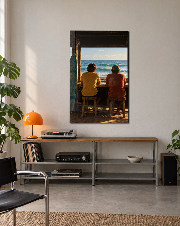 Counter by the Surf glass wall art, lifestyle view