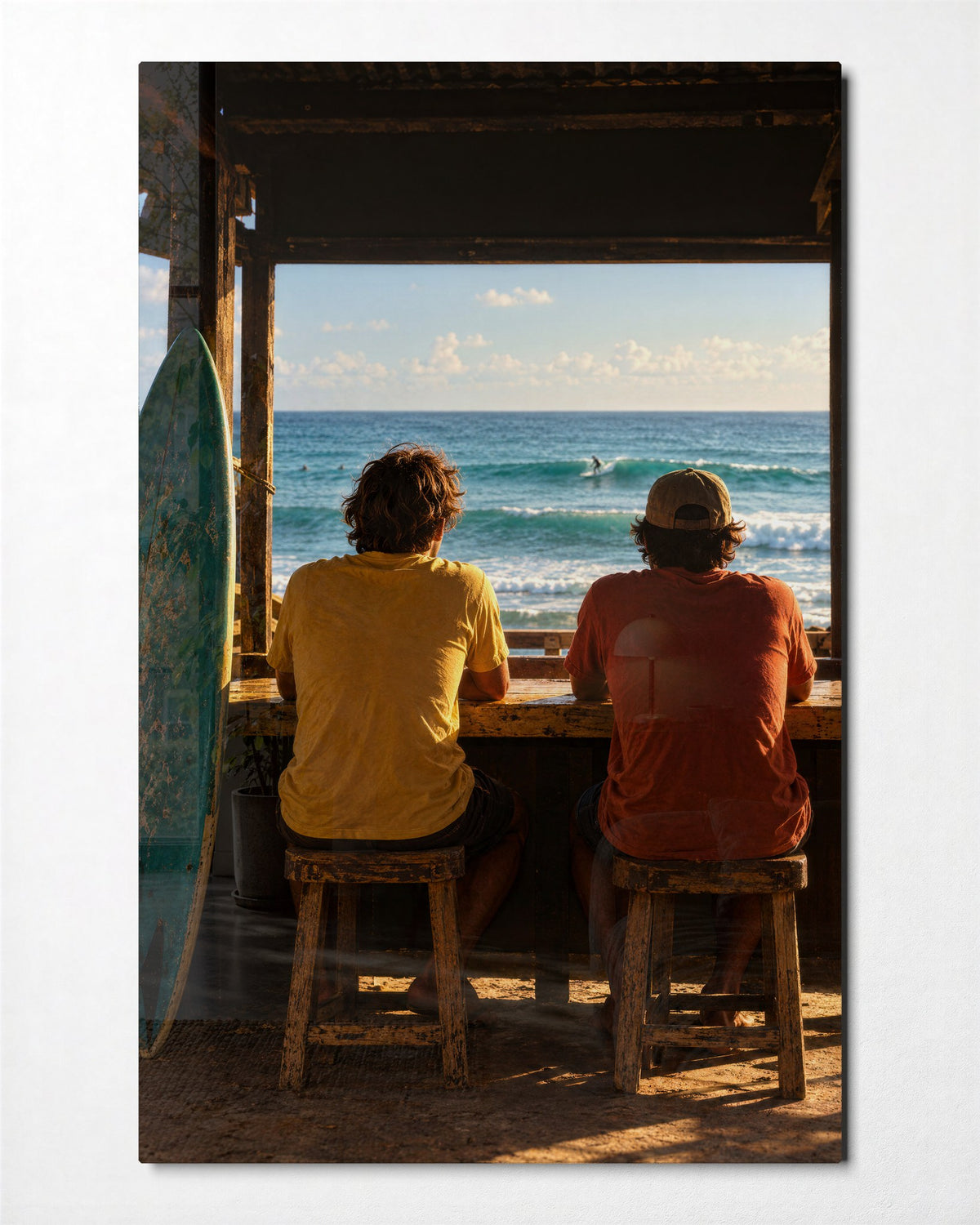 Counter by the Surf glass wall art, front view