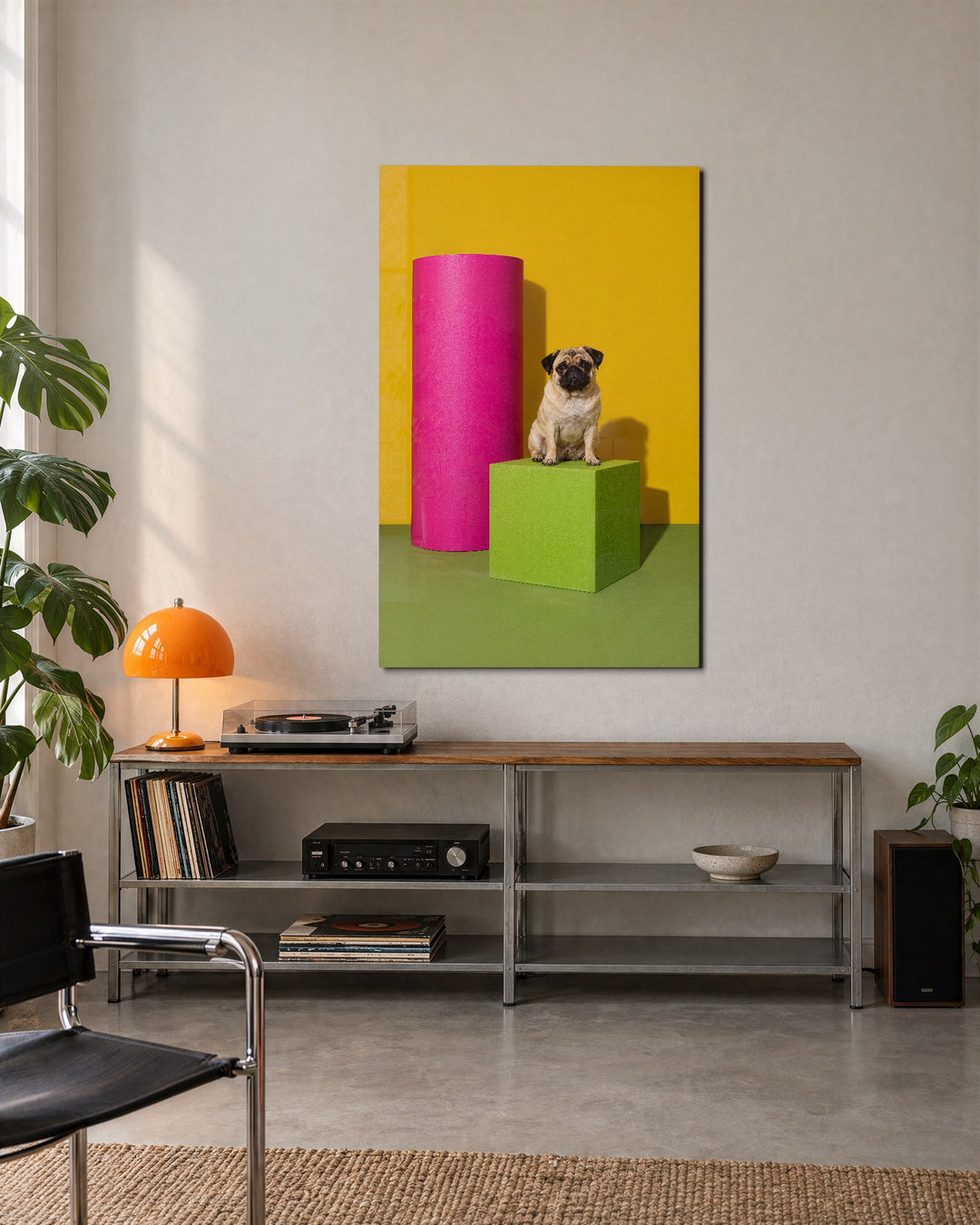Unimpressed on a Cube glass wall art, lifestyle view