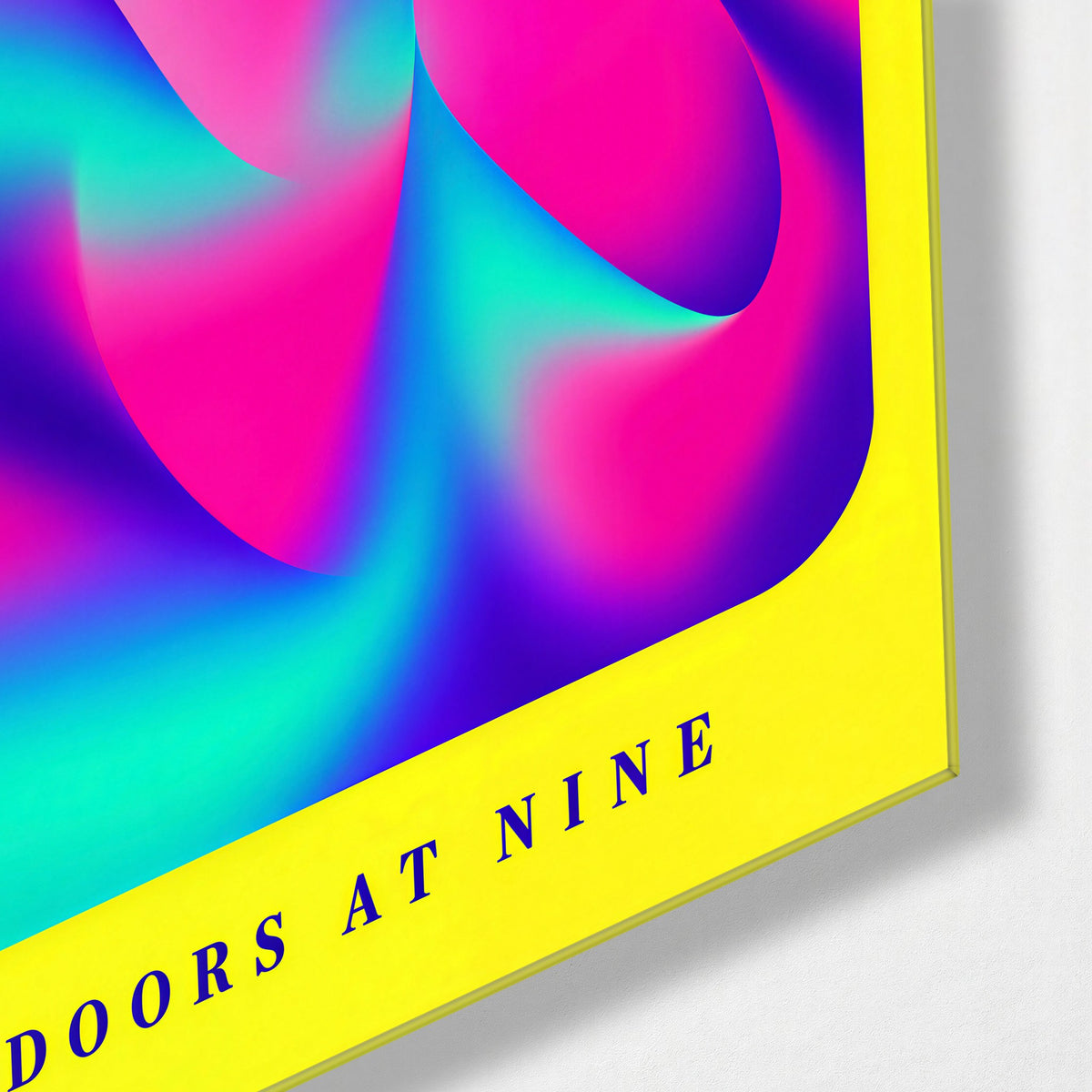 Night Out, Nine O'Clock glass wall art, corner view