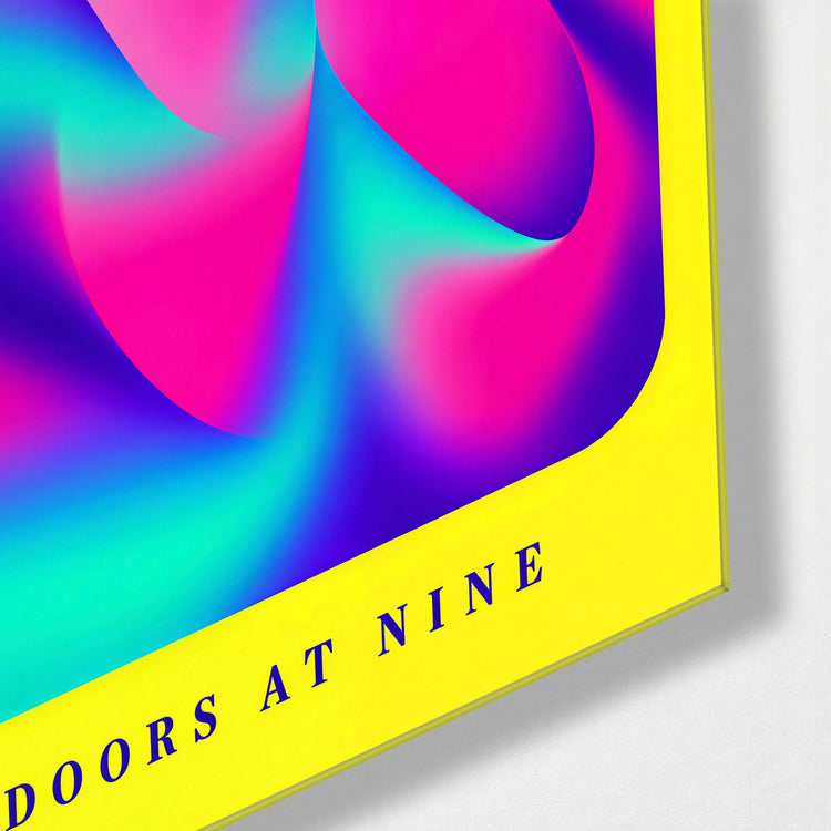 Night Out, Nine O'Clock glass wall art, corner view