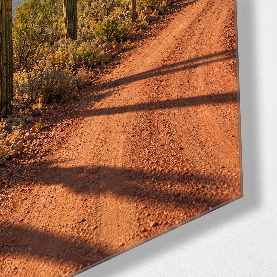 Spiky Roadside Watchmen glass wall art, corner view