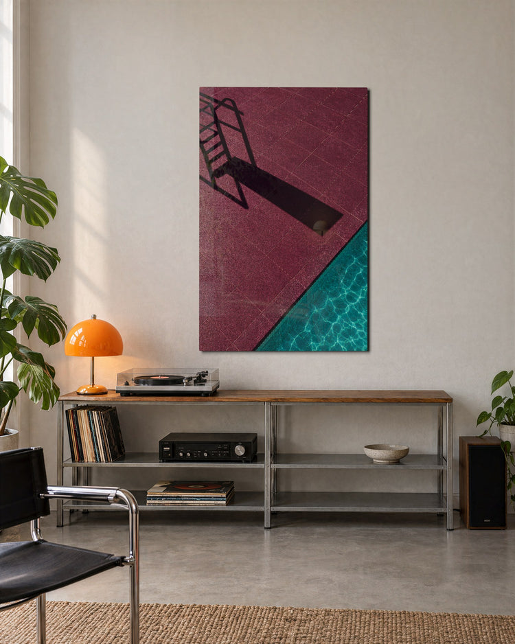 Ladder Geometry glass wall art, lifestyle view