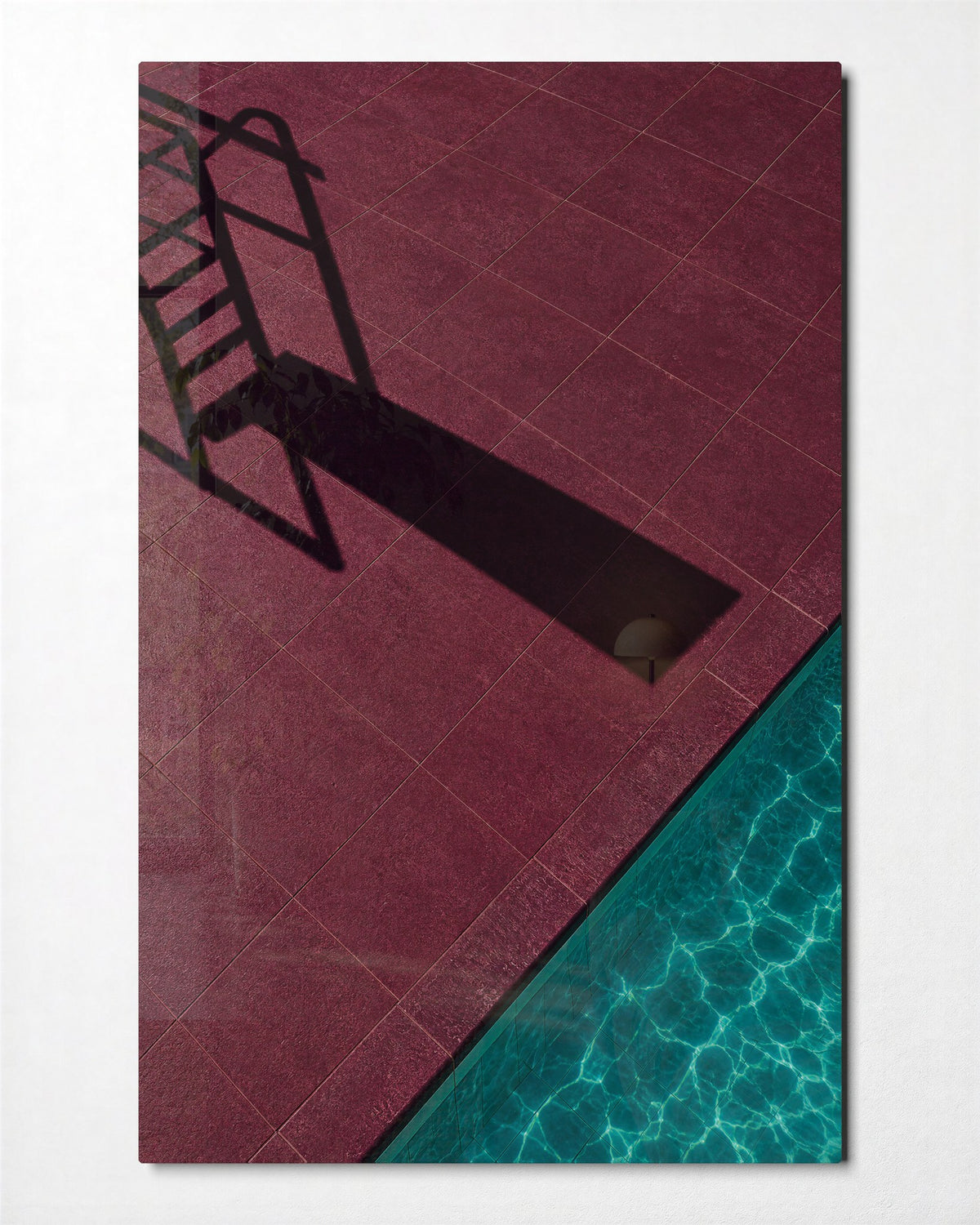 Ladder Geometry glass wall art, front view