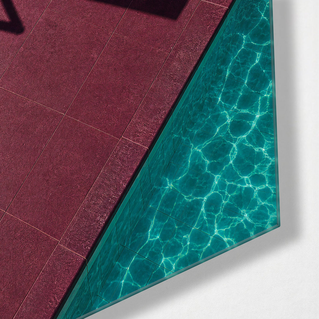 Ladder Geometry glass wall art, corner view