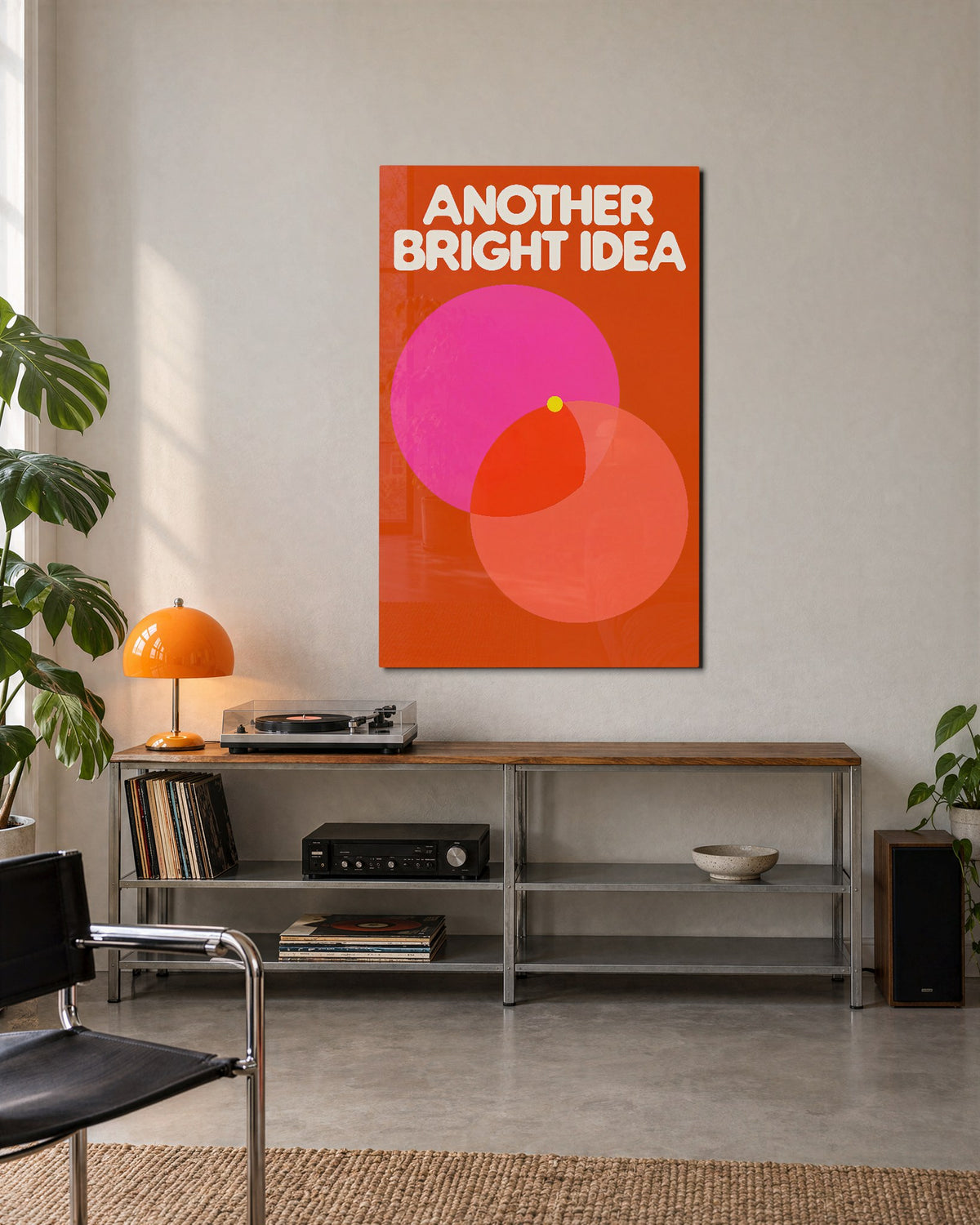 Where the Pinks Overlap glass wall art, lifestyle view