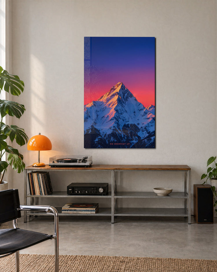Summit Takes Its Time glass wall art, lifestyle view