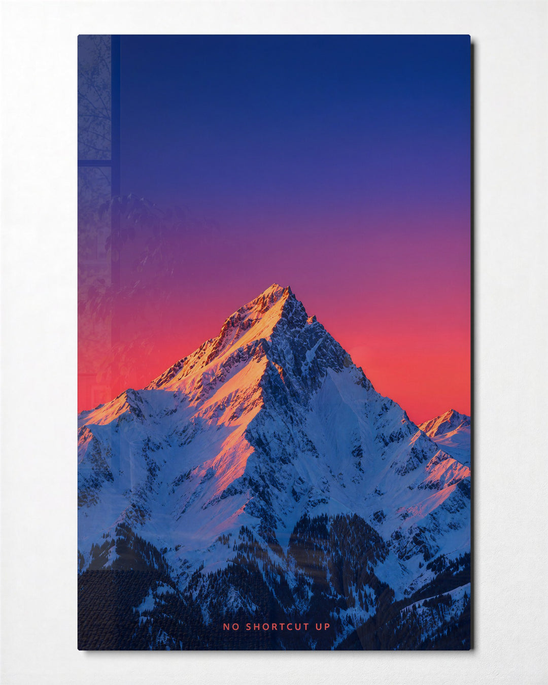 Summit Takes Its Time glass wall art, front view