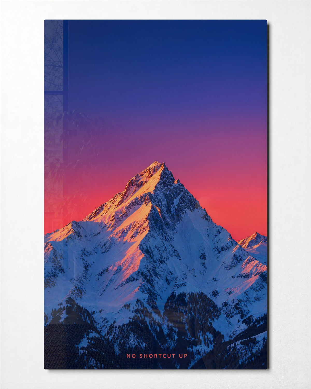 Summit Takes Its Time glass wall art, front view