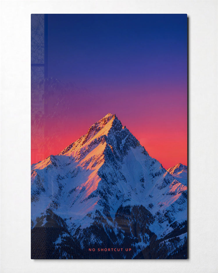 Summit Takes Its Time glass wall art, front view