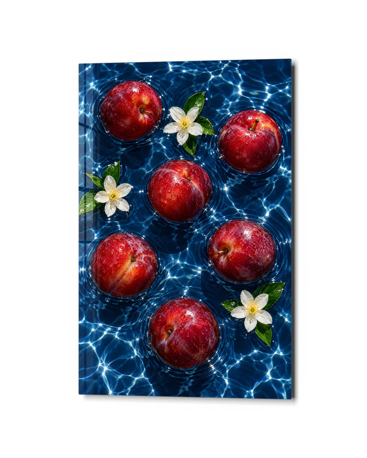 Orchard in the Shallows glass wall art, studio view