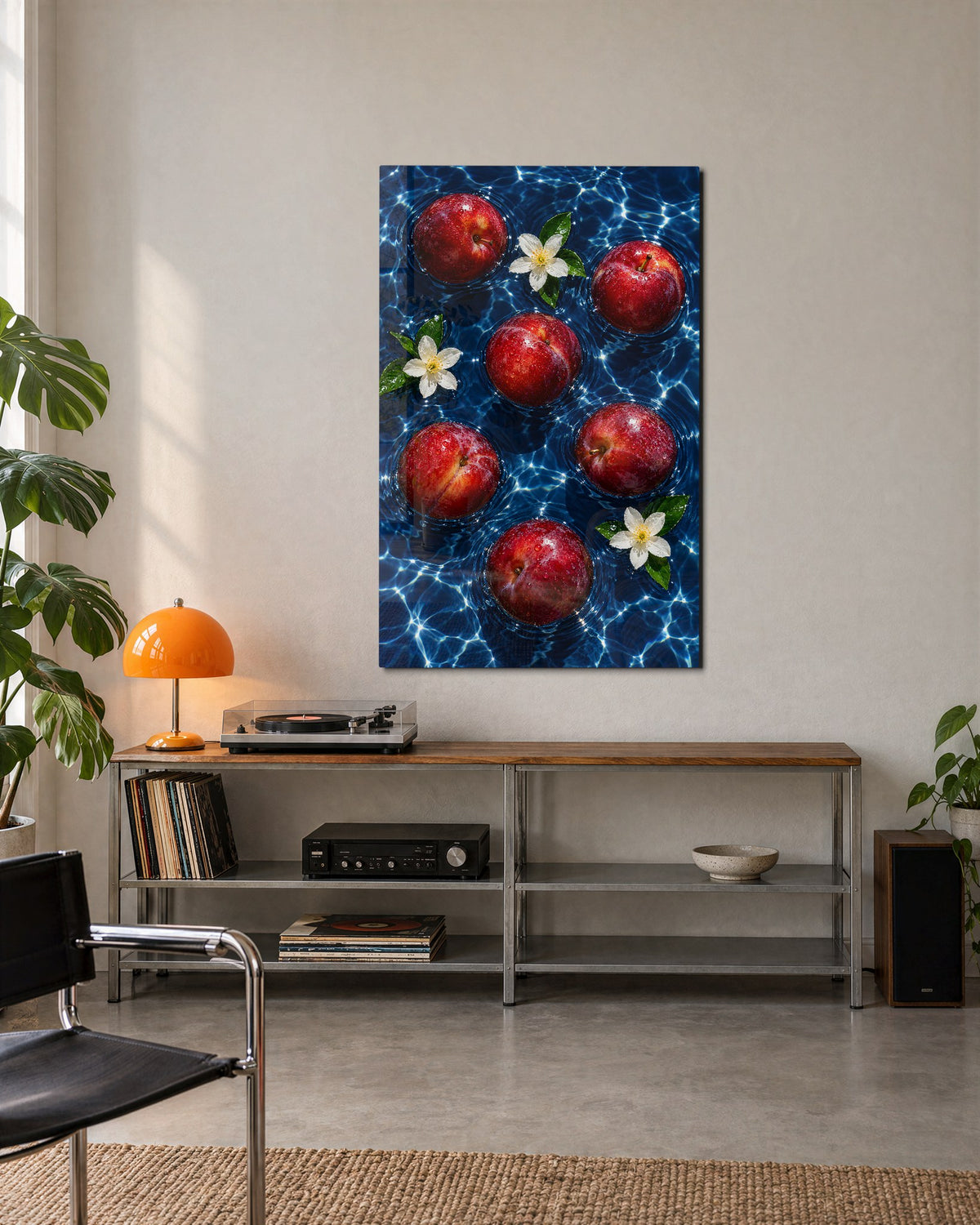 Orchard in the Shallows glass wall art, lifestyle view