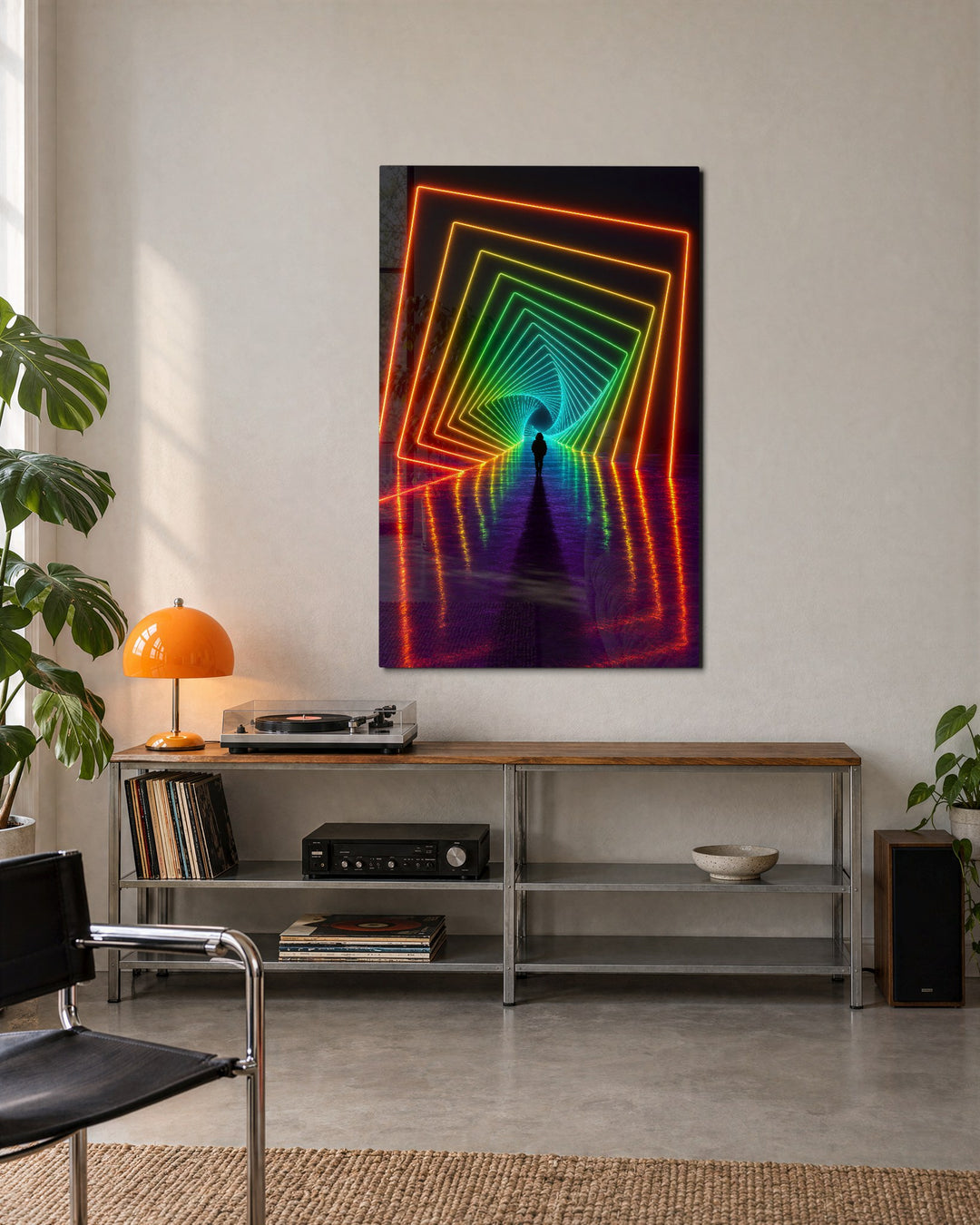 Tunnel of Bright Frames glass wall art, lifestyle view