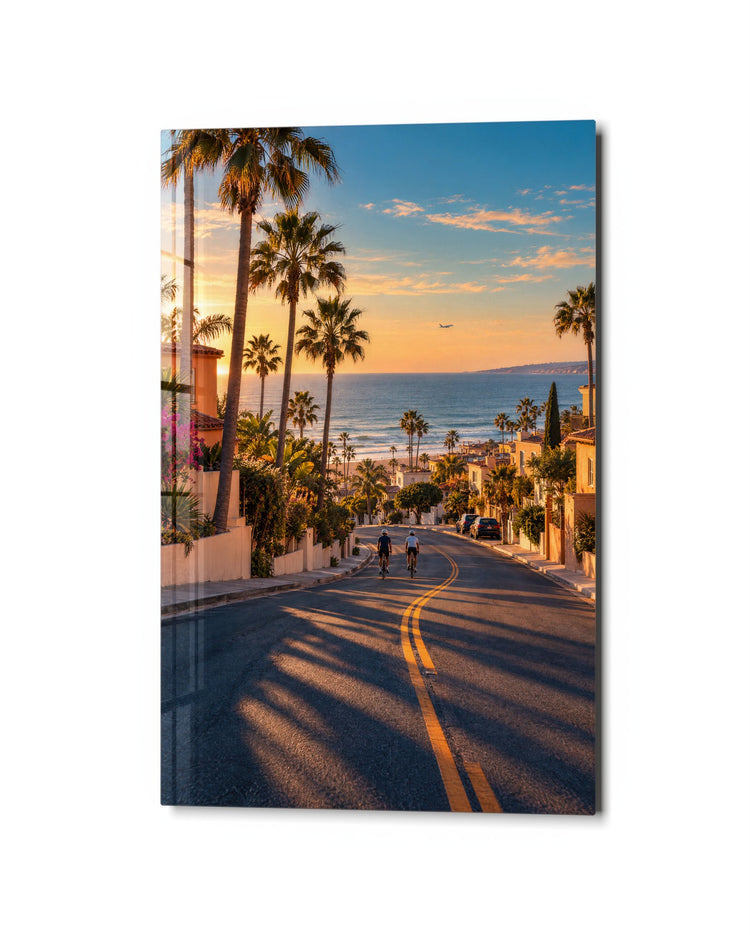 Slope to the Shore glass wall art, studio view