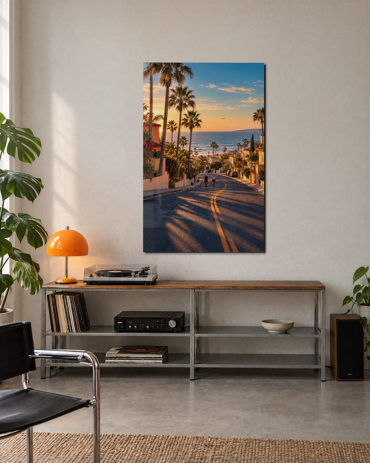 Slope to the Shore glass wall art, lifestyle view
