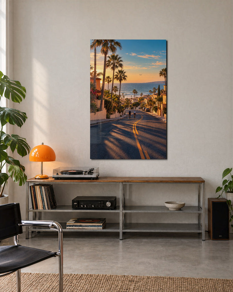 Slope to the Shore glass wall art, lifestyle view
