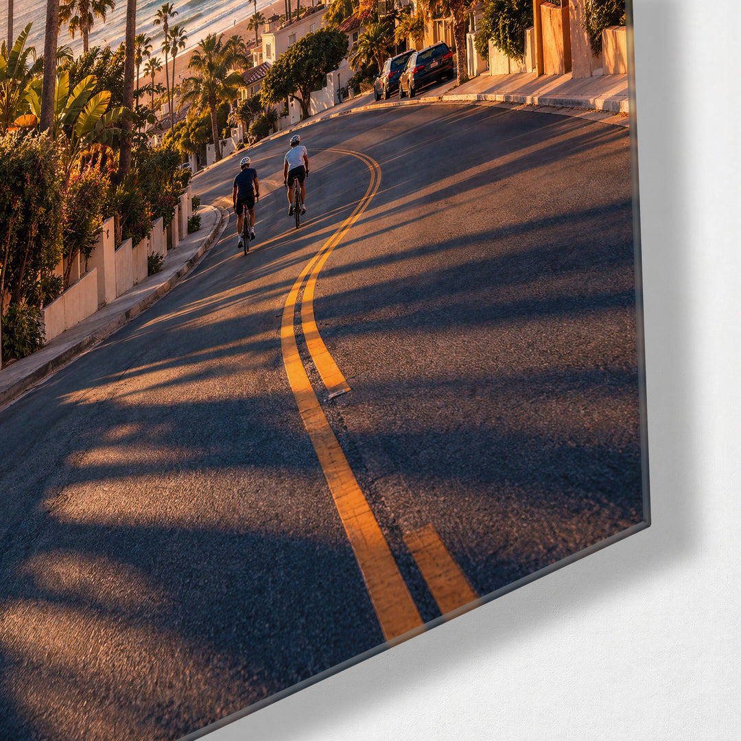 Slope to the Shore glass wall art, corner view