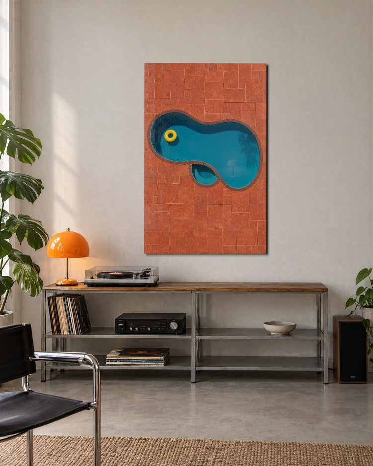 Solo Float, Terracotta Edge glass wall art, lifestyle view