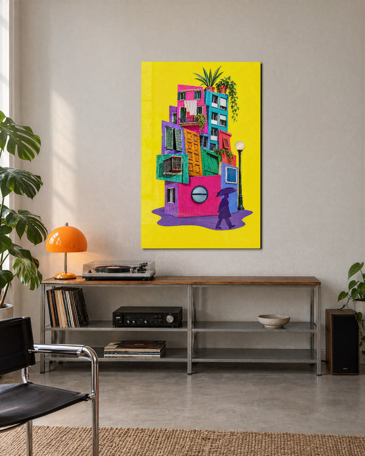 Stacked Rooms glass wall art, lifestyle view