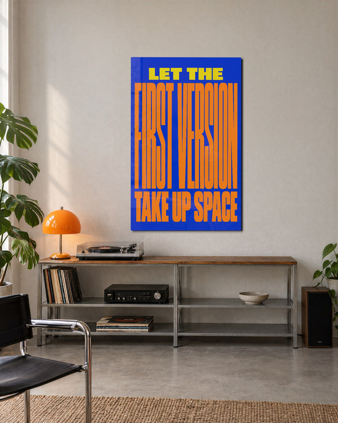 Take Up Space glass wall art, lifestyle view