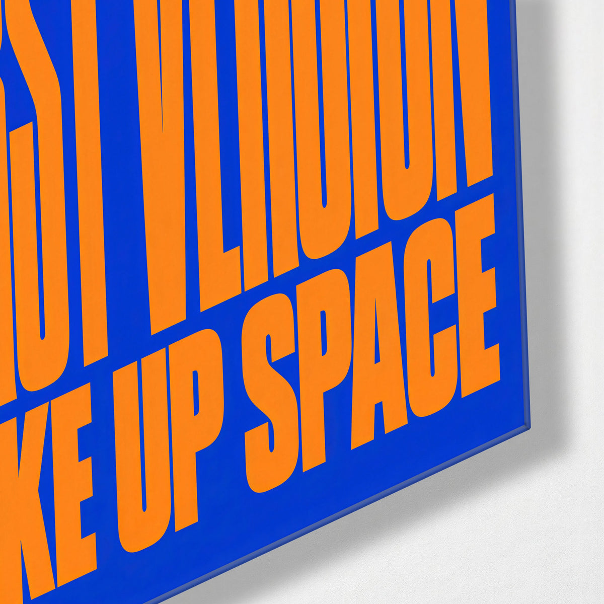 Take Up Space glass wall art, corner view