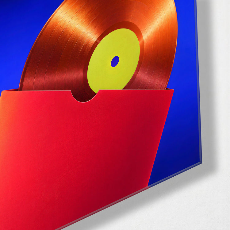 Needle Drop, Pending glass wall art, corner view