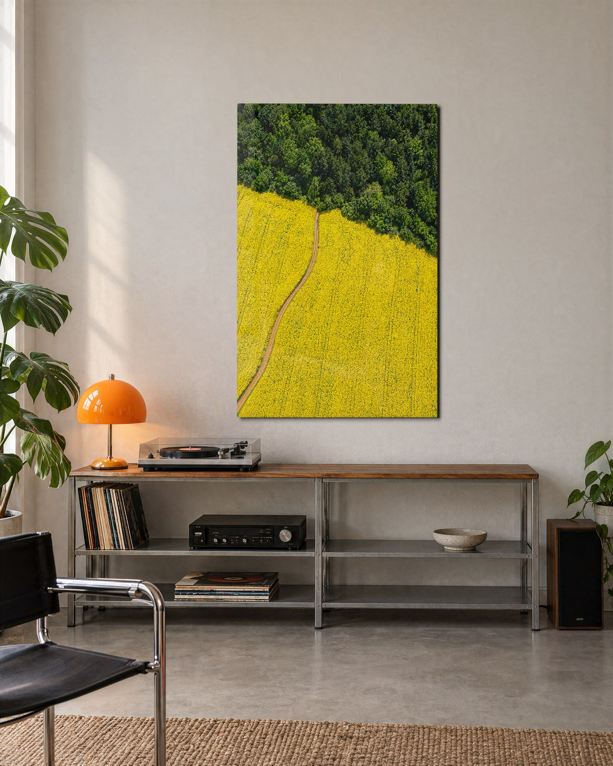 Where the Woods Begin glass wall art, lifestyle view