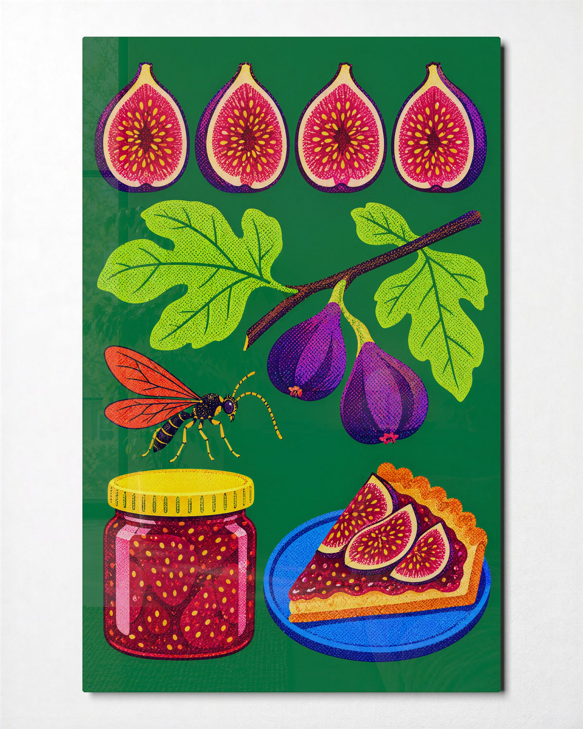 Tart, Jam and a Guest glass wall art, front view