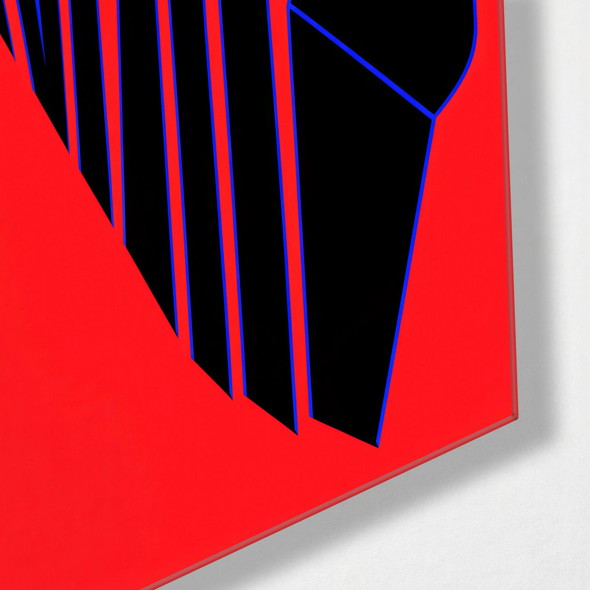 Forward, in Capital Letters glass wall art, corner view