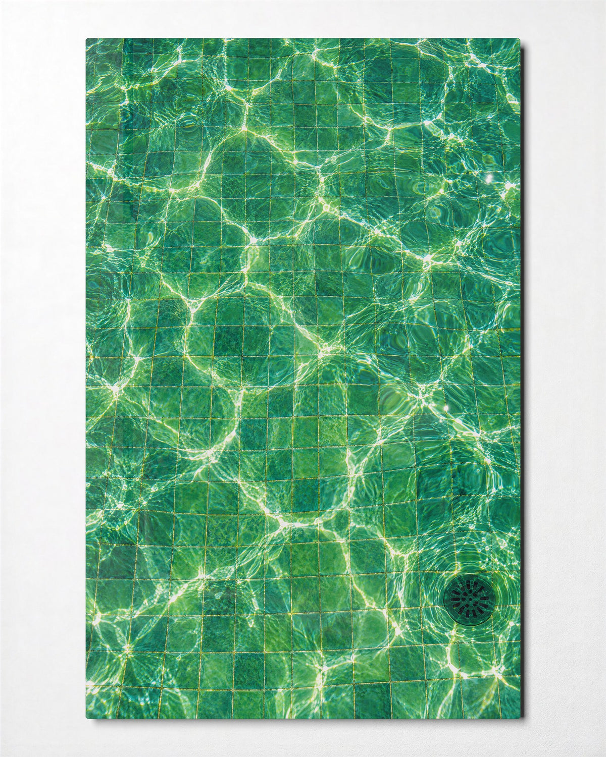 Sunlight Nets on Green Tile glass wall art, front view