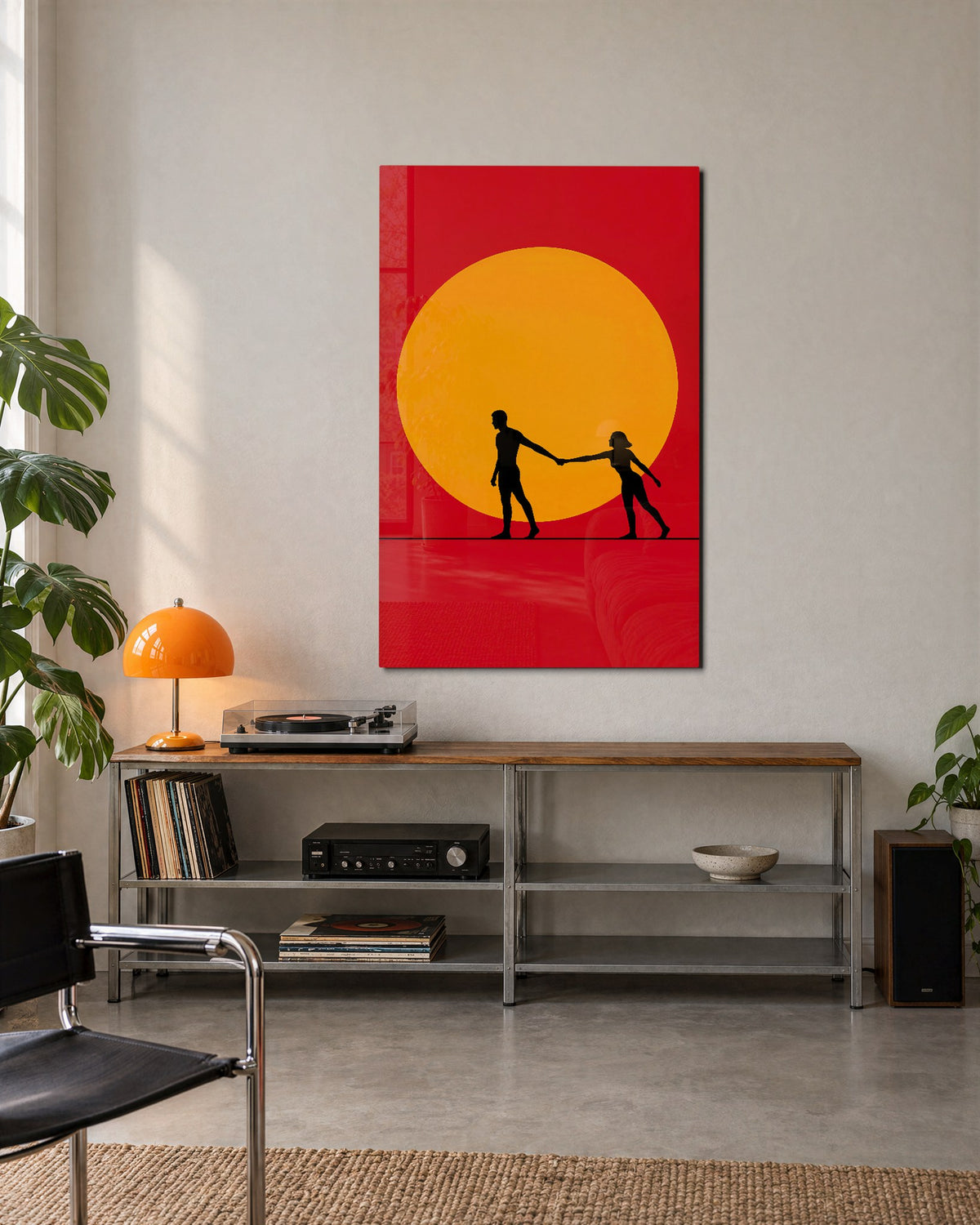 Together Under a Big Sun glass wall art, lifestyle view