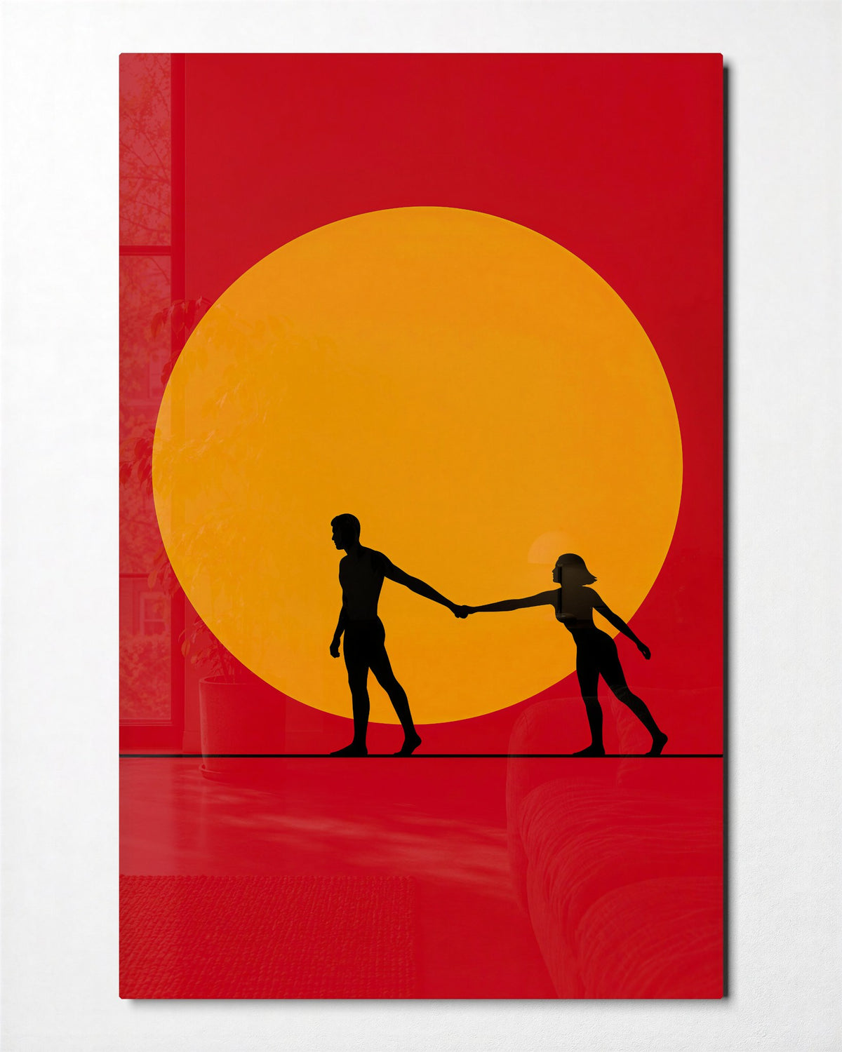 Together Under a Big Sun glass wall art, front view