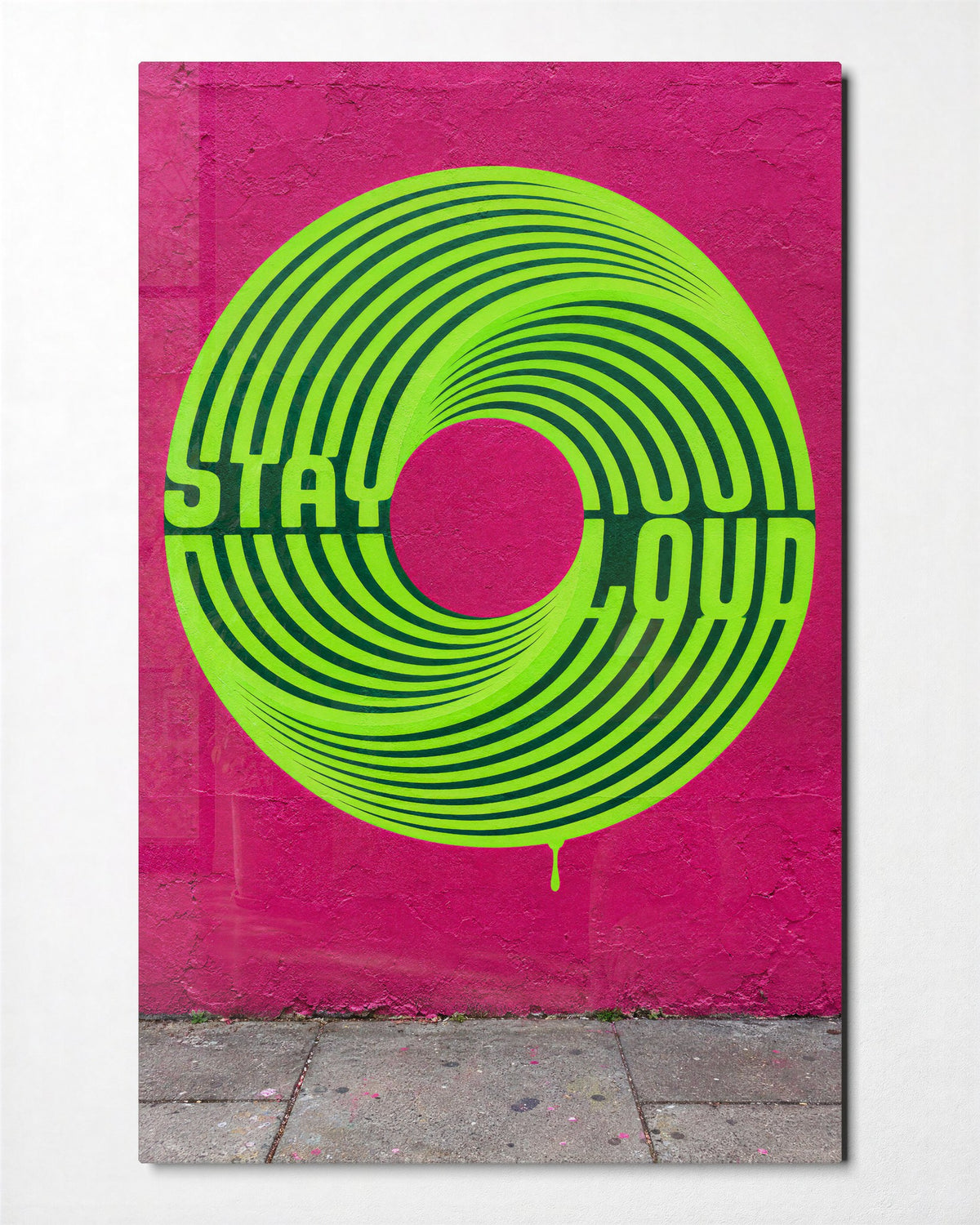 Lime Rings, Pink Wall glass wall art, front view