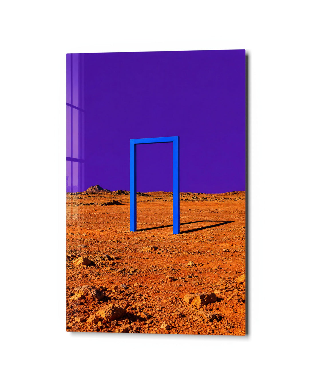 Threshold With No House glass wall art, studio view