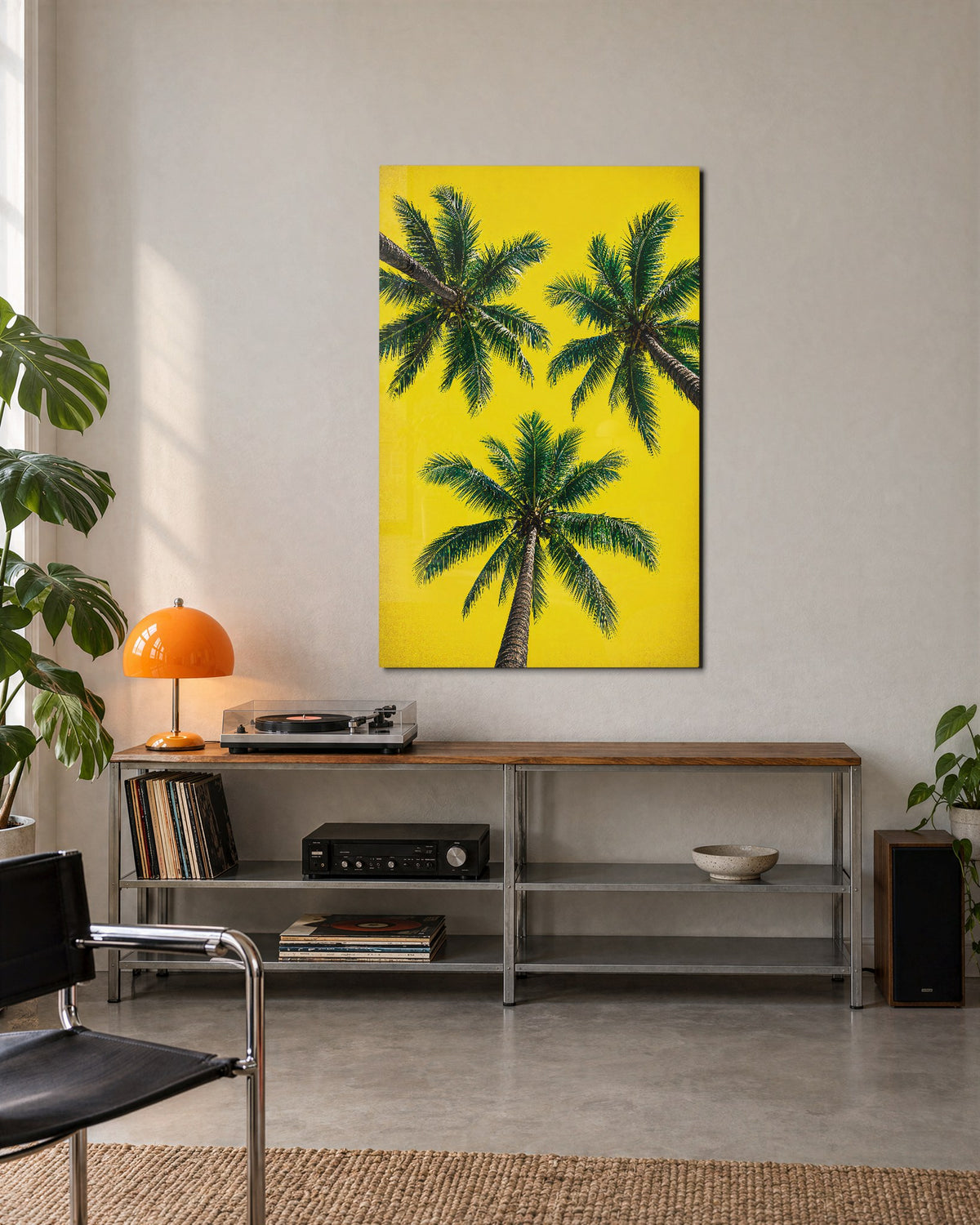 Crowns Leaning In glass wall art, lifestyle view