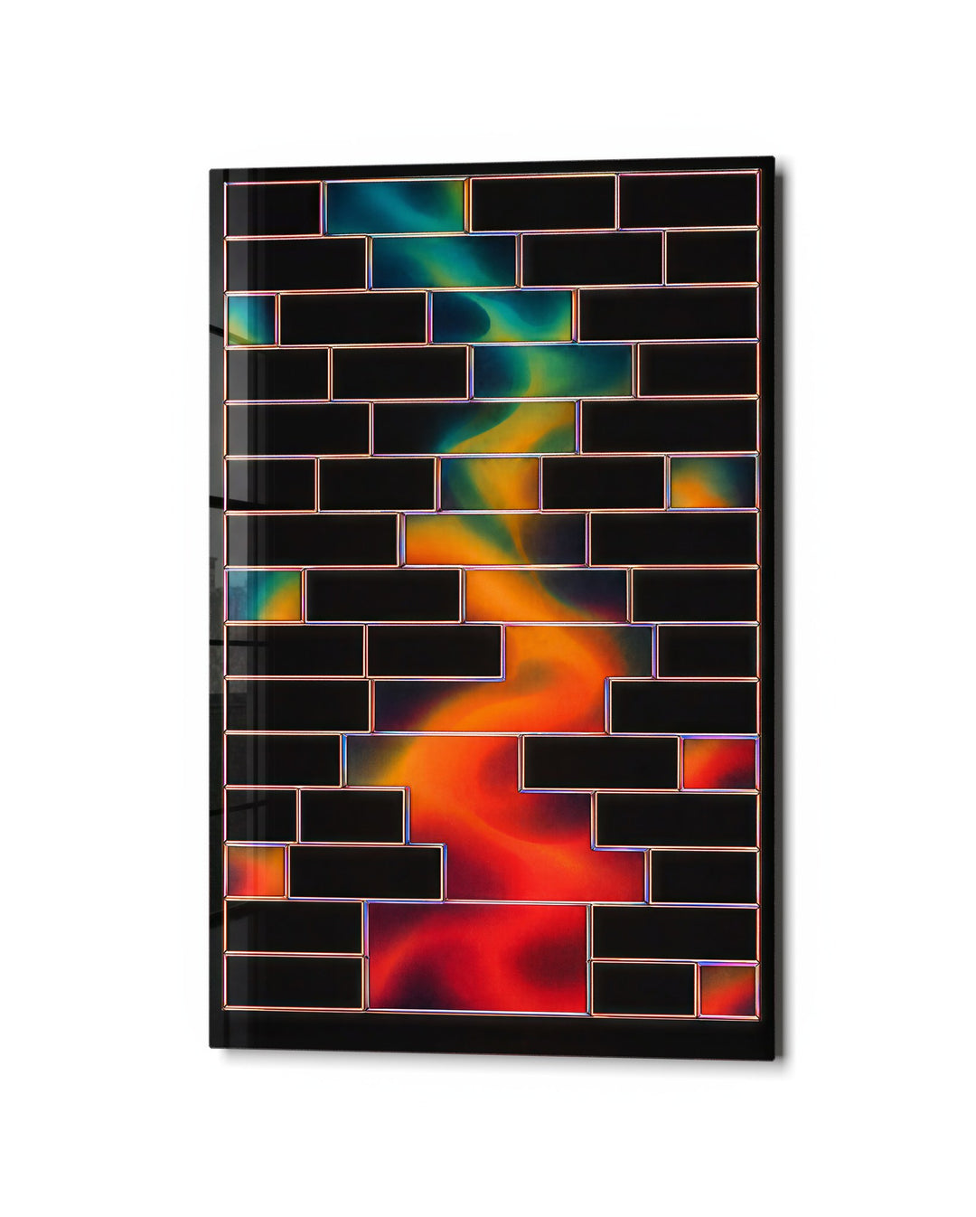 Color Behind the Bricks glass wall art, studio view