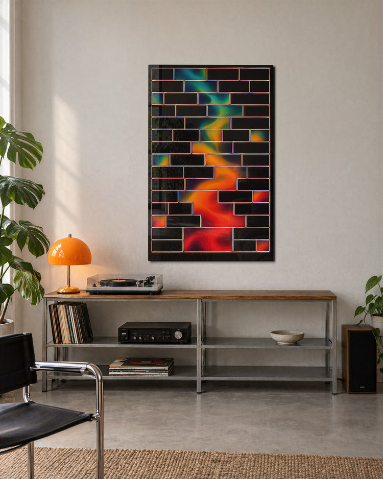 Color Behind the Bricks glass wall art, lifestyle view
