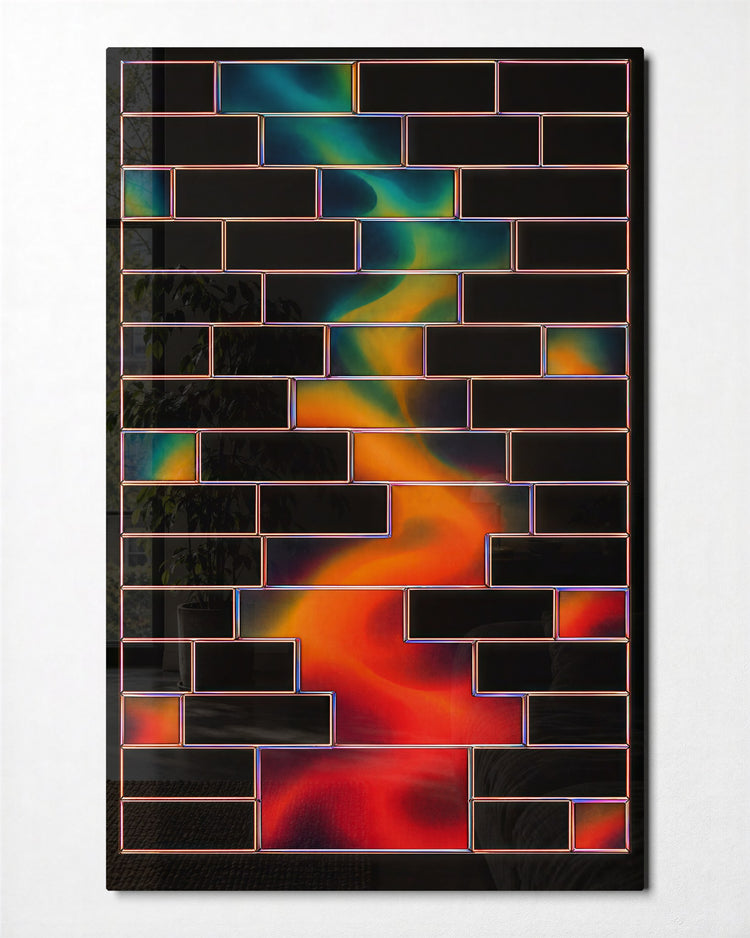 Color Behind the Bricks glass wall art, front view