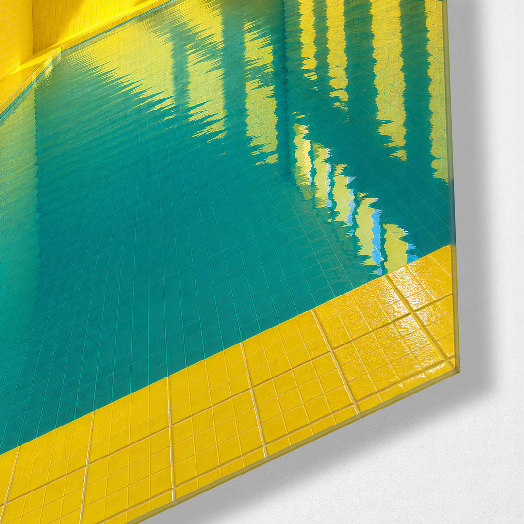 Turquoise Lap Lane Indoors glass wall art, corner view