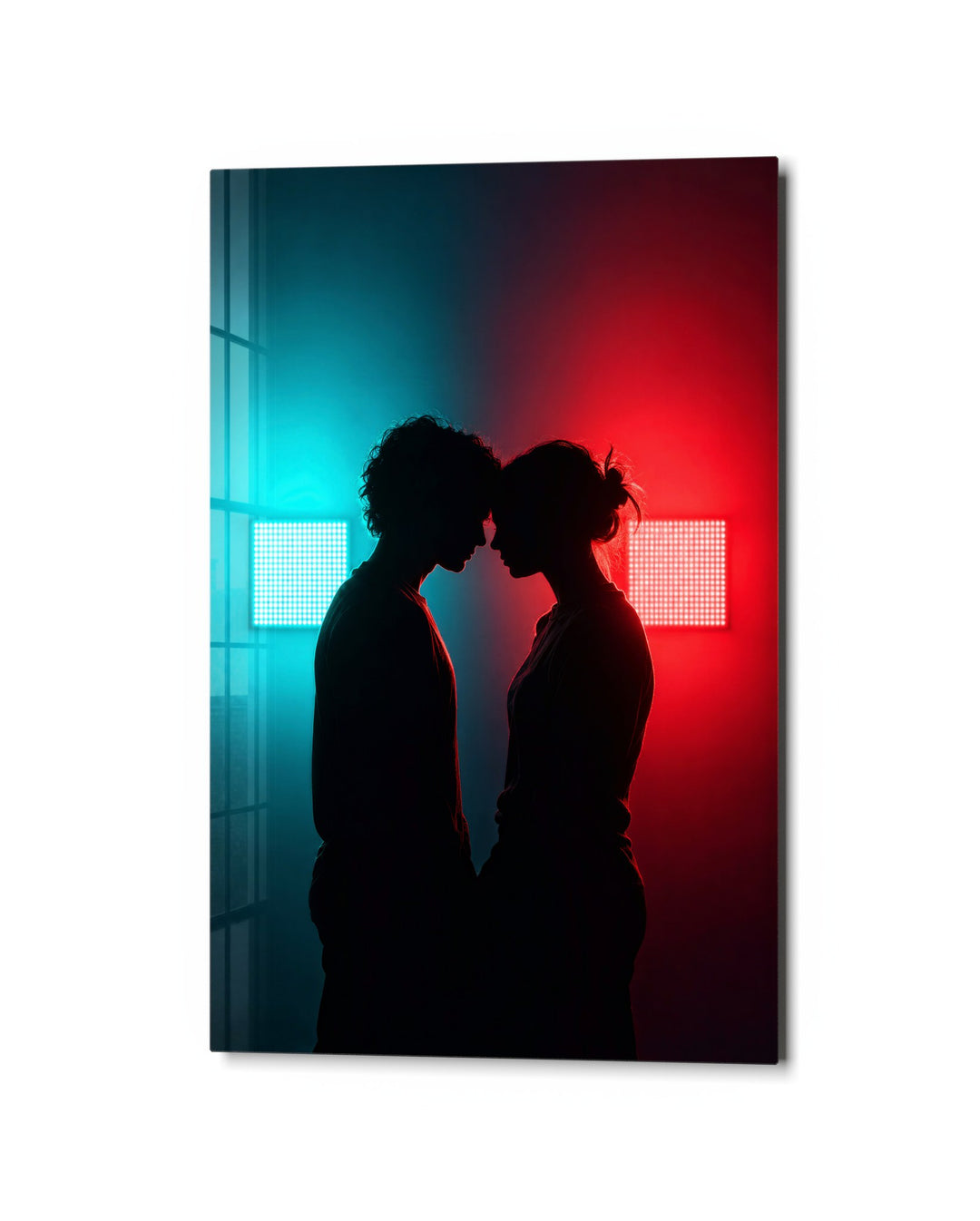Forehead to Forehead glass wall art, studio view
