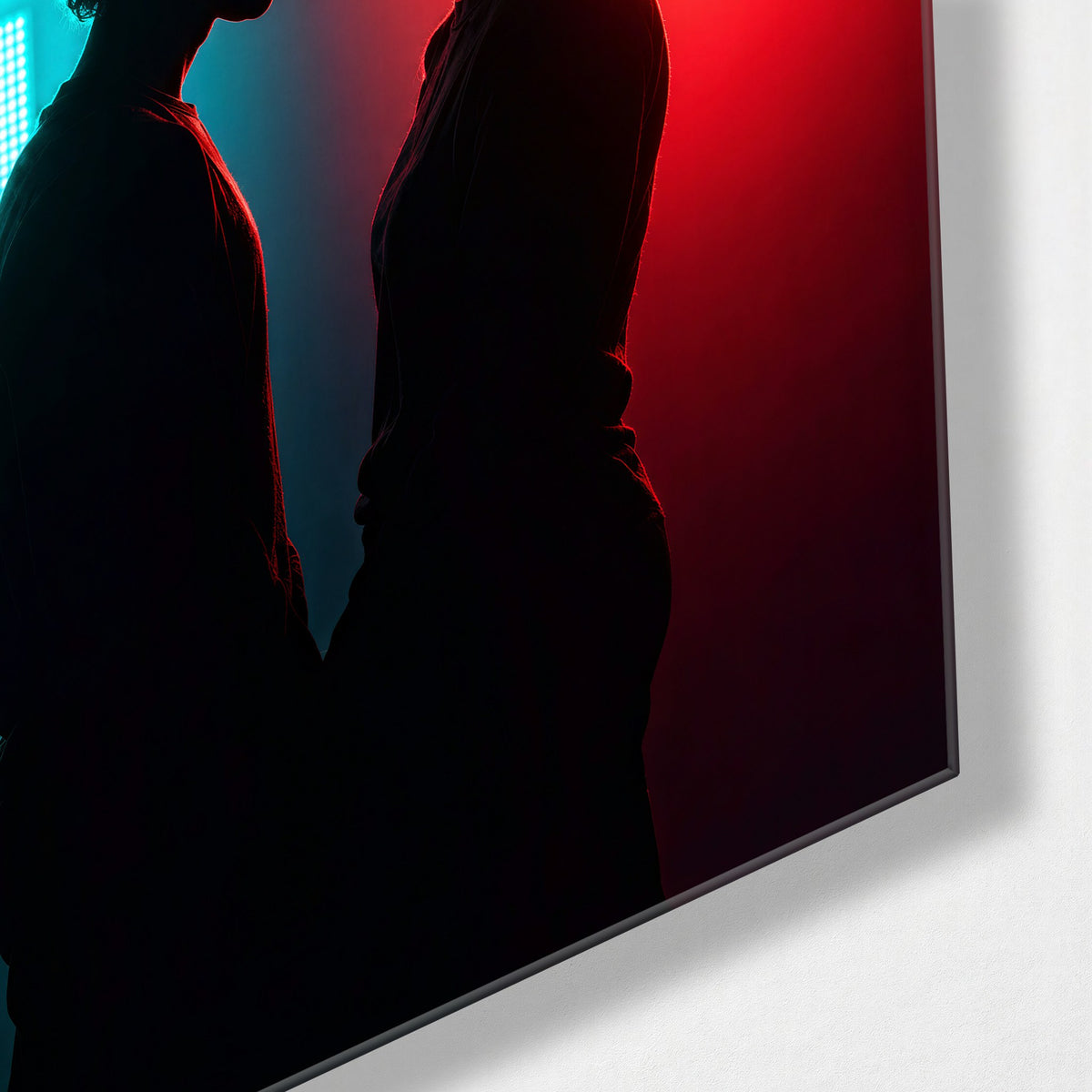 Forehead to Forehead glass wall art, corner view