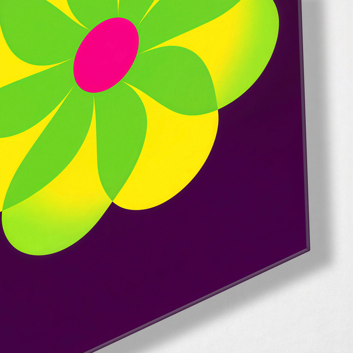 Petals, Spinning Gently glass wall art, corner view