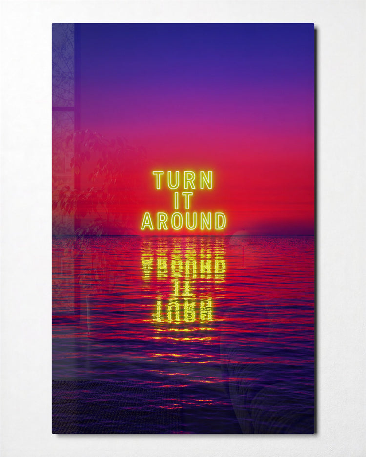 Words on Pink Water glass wall art, front view