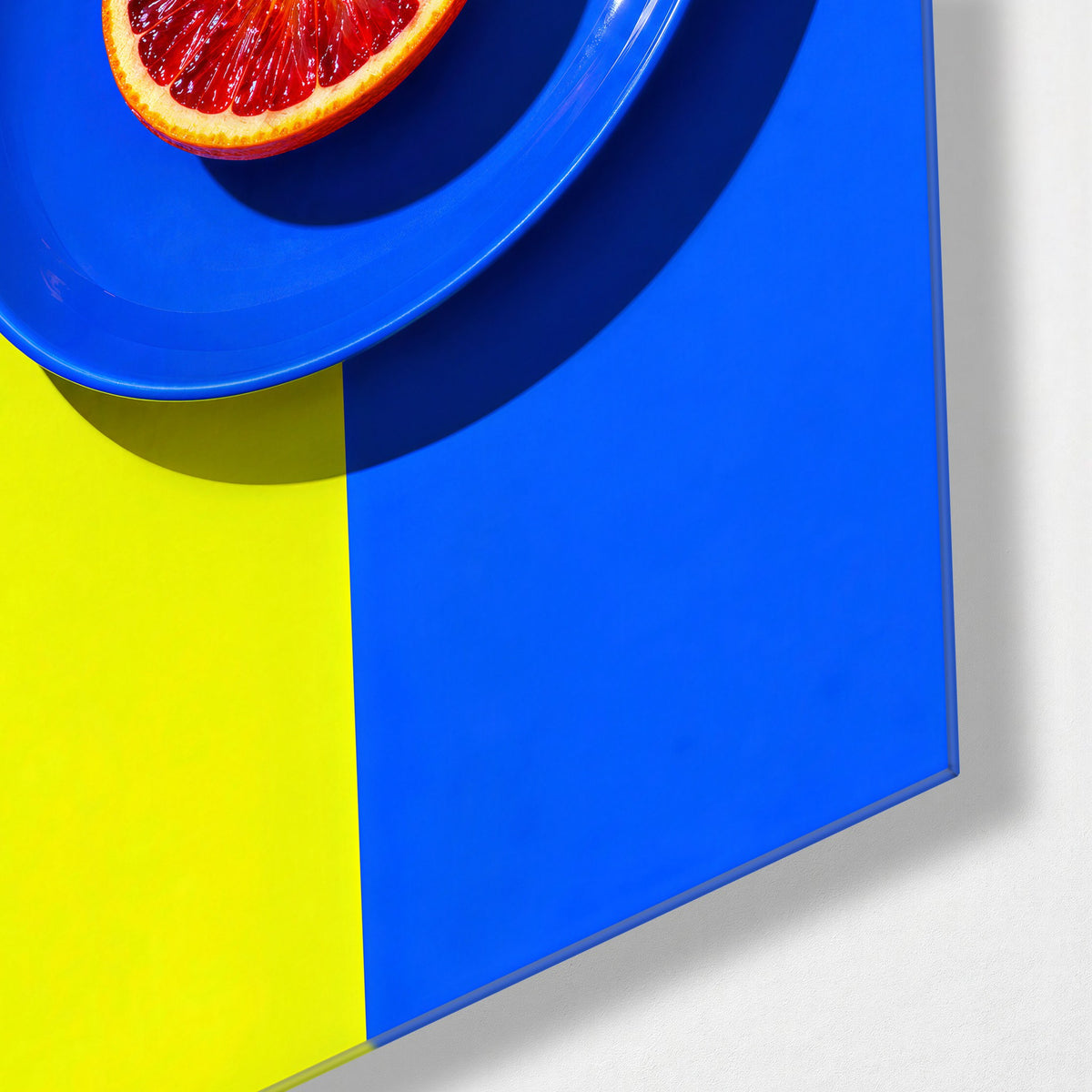 Citrus Takes the Plate glass wall art, corner view