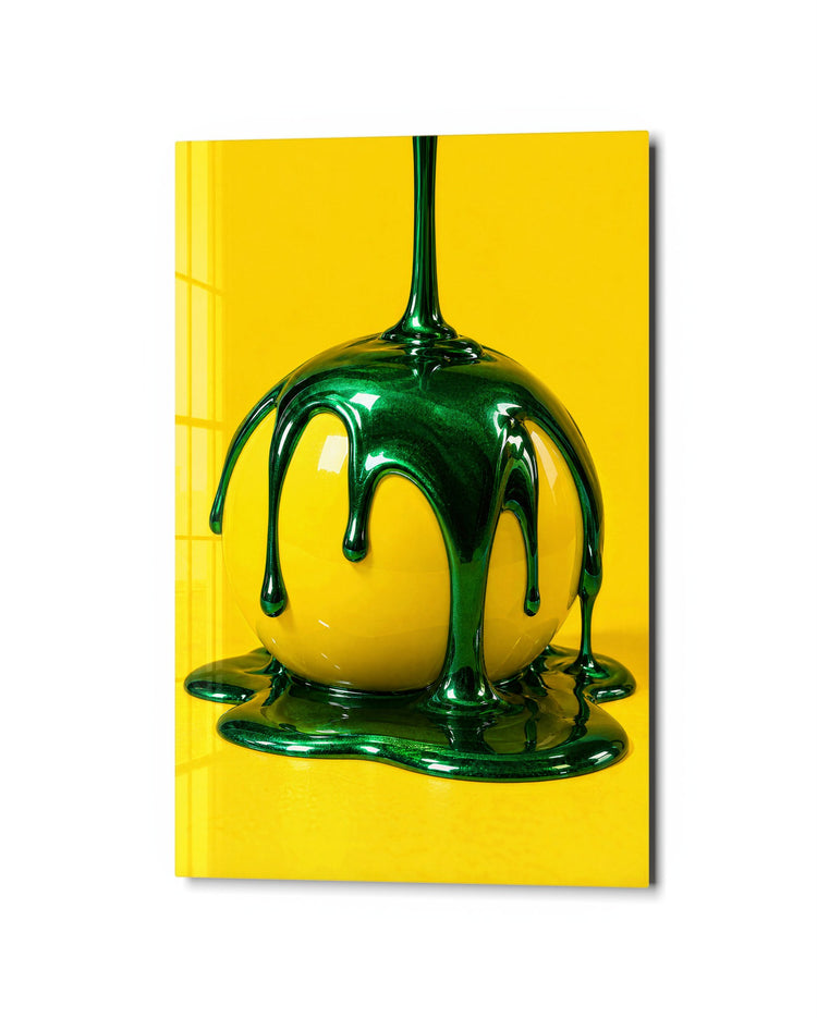Slime on a Sphere glass wall art, studio view