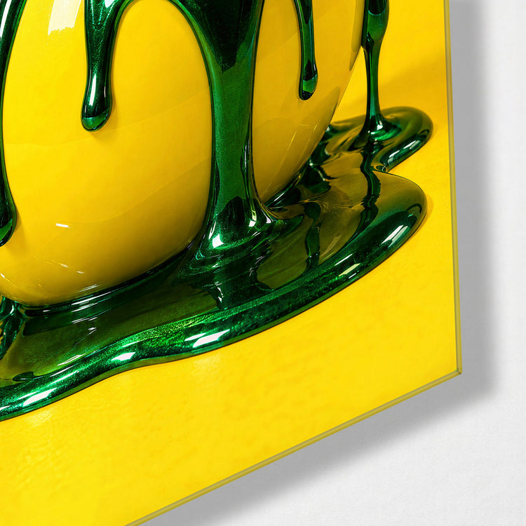 Slime on a Sphere glass wall art, corner view